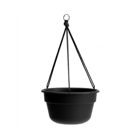 Black Dura Cotta Hanging Basket 13"