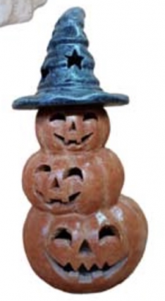 Pumpkin Stack with Witch Hat