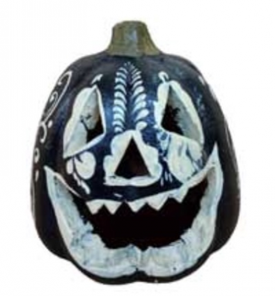 Traditional Mini Black Pumpkin Lantern 5"H