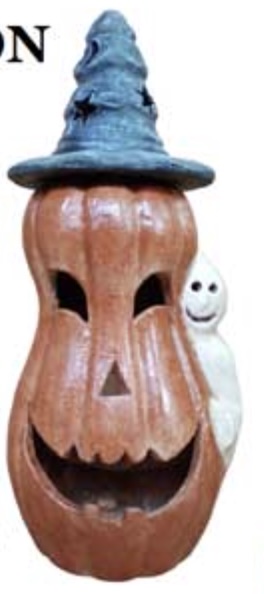 Tall Pumpkin with Ghost 30"H