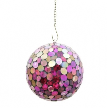 Red and Pink Hanging Glass Globe 8"