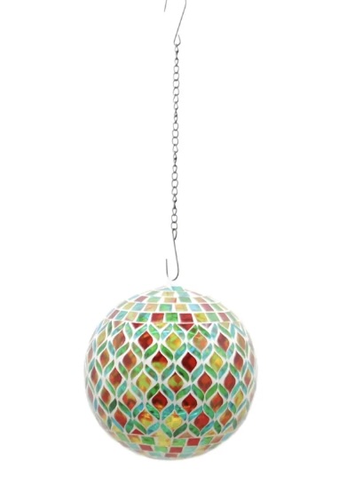 Yellow and Green Hanging Glass Globe 8"