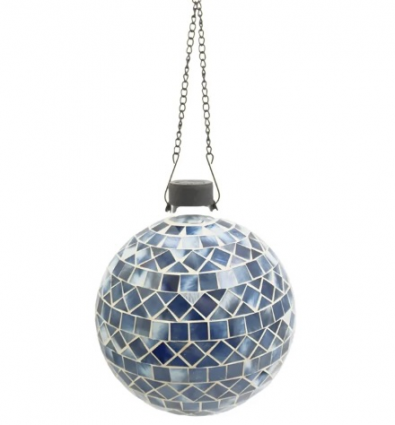 Blue Mosaic Hanging Glass Globe 10"