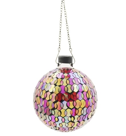 Red Geometric Hanging Glass Globe 10"