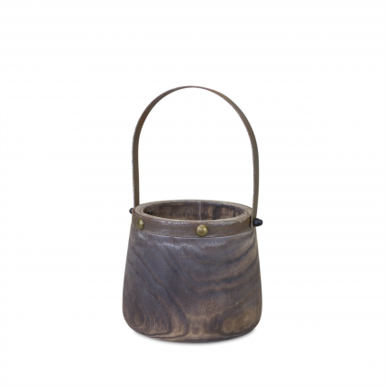 Wood & Steel Pail Planter 7.5"