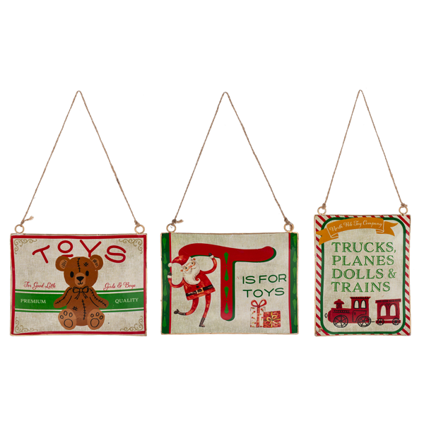 Retro Holiday Toy Sign Ornament (sold separately)