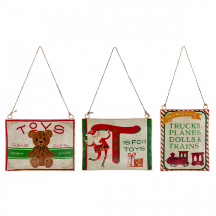 Retro Holiday Toy Sign Ornament (sold separately)