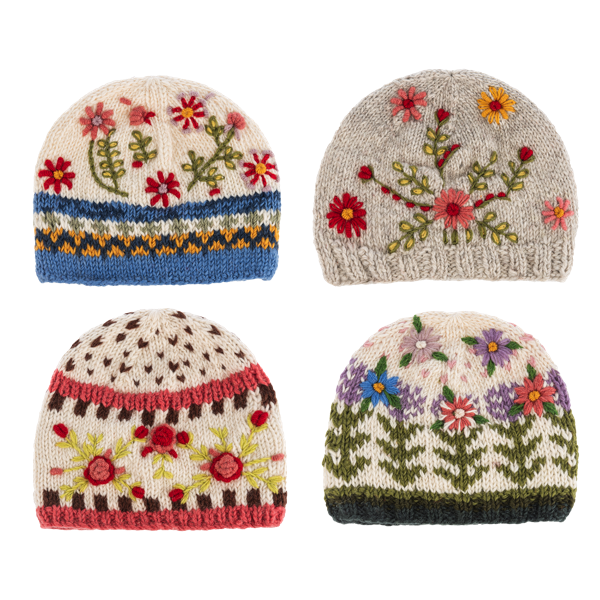 Embroidered Knit Hats (sold separately)