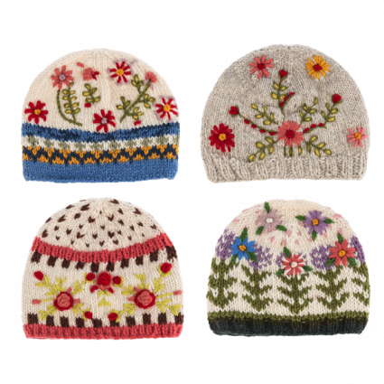 Embroidered Knit Hats (sold separately)