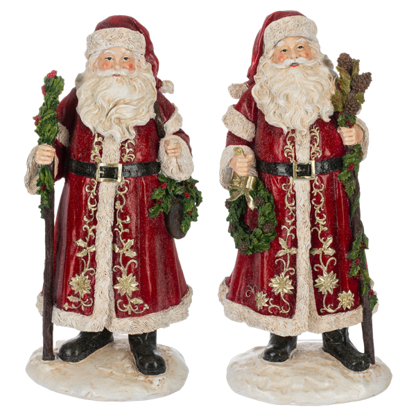 Holly Santa Figurines (sold separately) 14"H