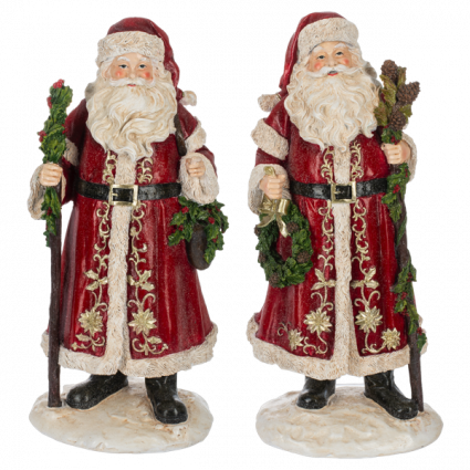 Holly Santa Figurines (sold separately) 14"H