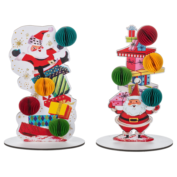 Retro Honeycomb Santa with Presents Figurines (sold separately)