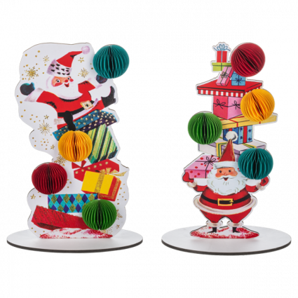 Retro Honeycomb Santa with Presents Figurines (sold separately)