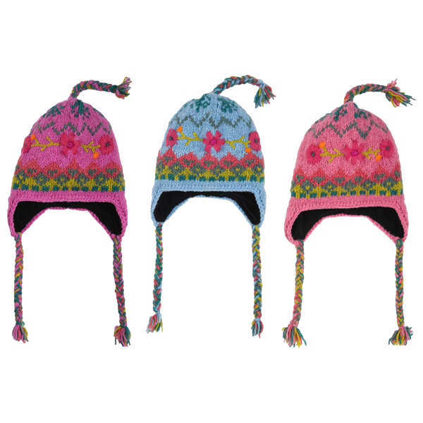 Knit Embroidered Floral Winter Hats (sold separately)