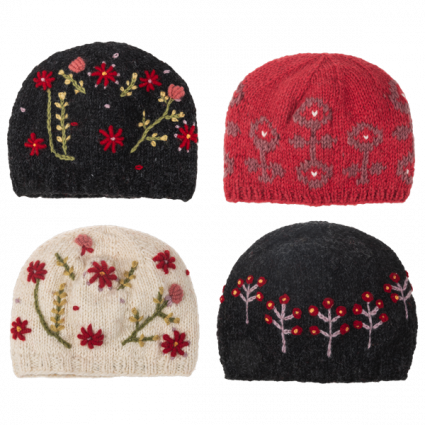 Knit Embroidered Alpine Winter Hats (sold separately)