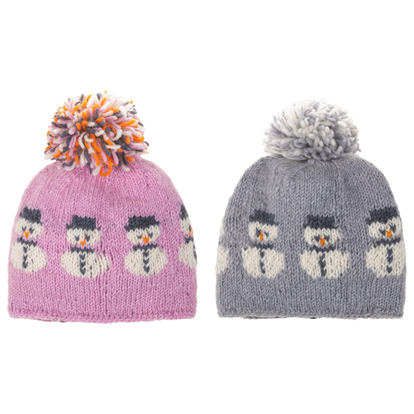 Knit Embroidered Happy Snowman Youth Winter Hats (sold separately)