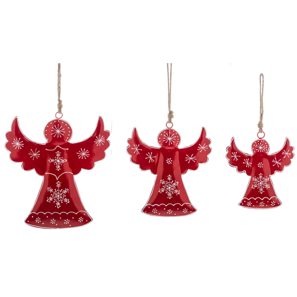 Hand Painted Scandi Angel Ornament 11"