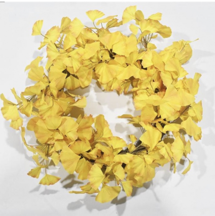Yellow Gingko Leaf Wreath 24"