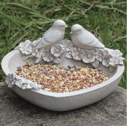 Heart Bird Feeder with Birds 4.25"H