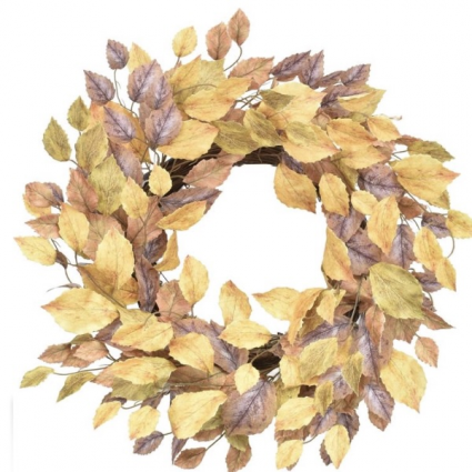 Yellow & Brown Leaf Wreath 22"