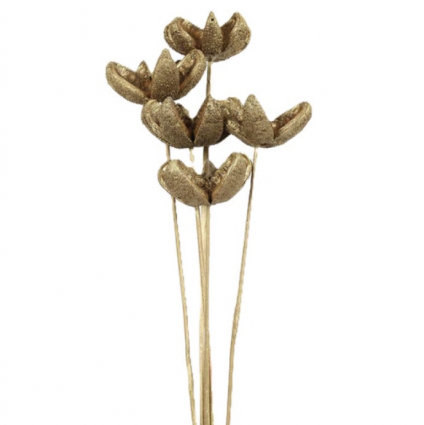 Gold Metallic Bullet Flower Stem Bundle (5-Stem)