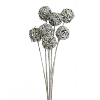 Silver Glitter Kamboi Ball Stem Bundle (7-Stem)