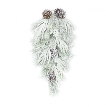 Snowy Mixed Pine & Pinecone Teardrop 30"