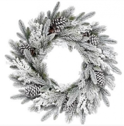 Snowy Pine Pinecone & Berry Wreath 26"