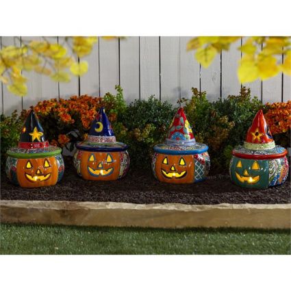 PUMPKIN, TALAVERA W/HAT DK ORNG