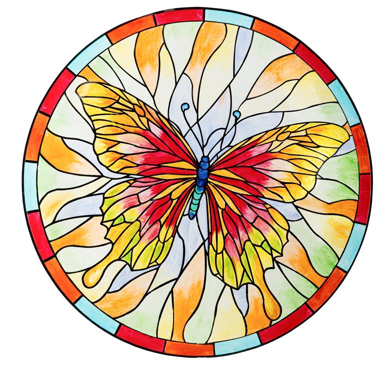Stained Glass Butterfly Birdbath