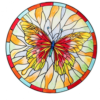 Stained Glass Butterfly Birdbath