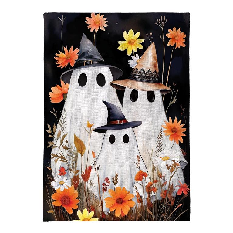 Halloween Ghost Family Burlap House Flag