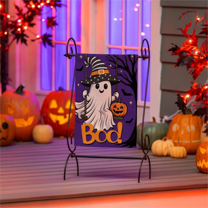 Swinging Ghost Burlap Mini Garden Flag