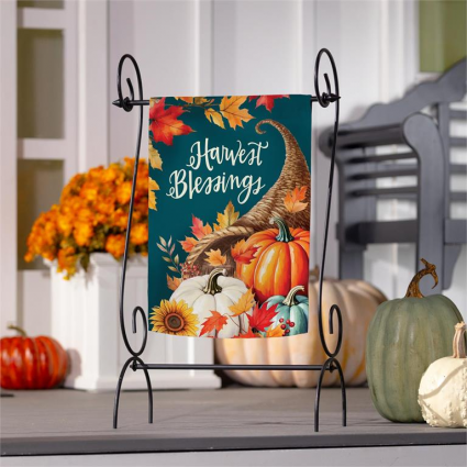 Thanksgiving Harvest Blessings Suede Garden Flag