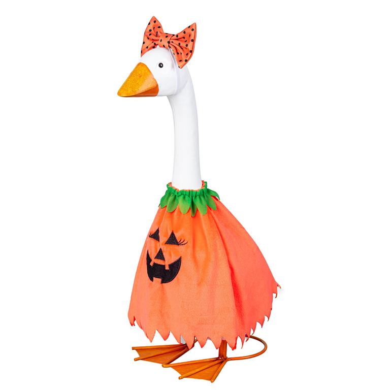 Porch Goose Pumpkin Poncho Outfit