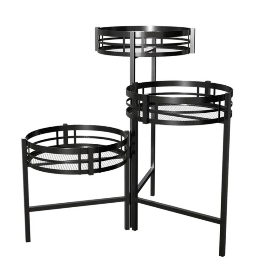 Mission 3-Tier Folding Plant Stand Black