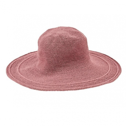 Women�s Cotton Crochet Large Brim Rose Hat