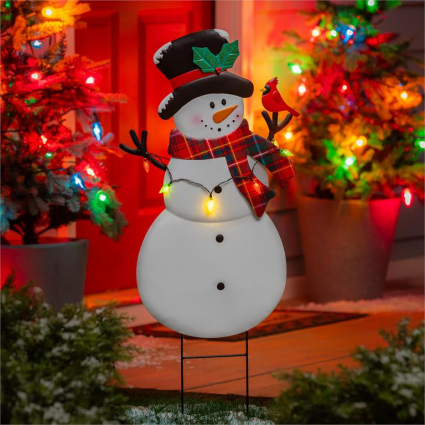Solar Snowman Garden Stake 36"H