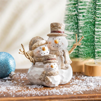 Resin Snowman Family 6.75"L x 6"H