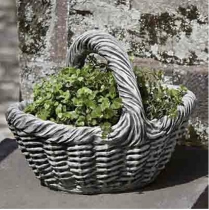 Small Basket Stone Planter with Handle