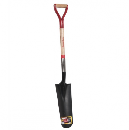 Drain Spade with Open Back and Wood Handle