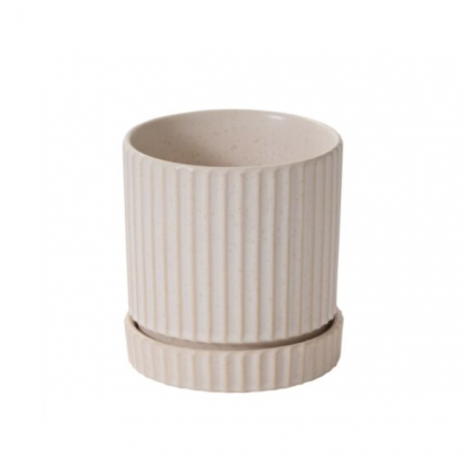 White Los Feliz Pot with Saucer 5" x 5.5"