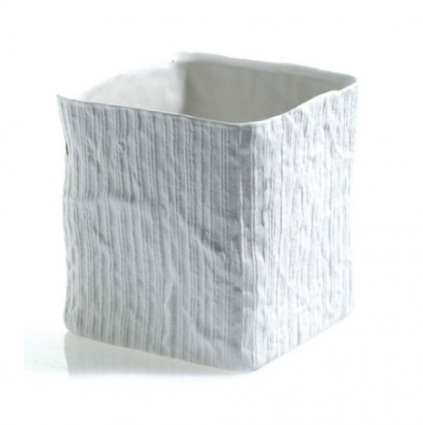 White Linen Cube Pot 5.5" x 5.5"