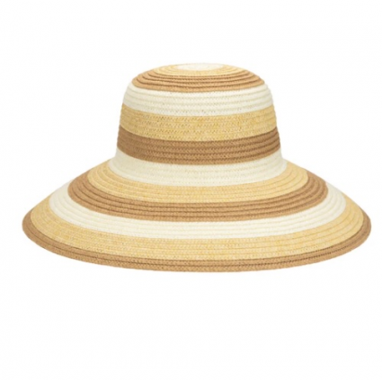 Sweets Striped Paper Braid Structured Round Crown Hat