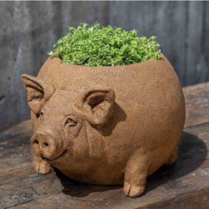 Roly Poly Pig Cast Stone Planter