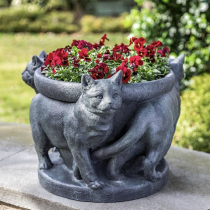 Three Cats Cast Stone Planter