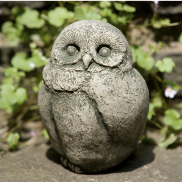 Baby Barn Owl Cast Stone Garden Statue