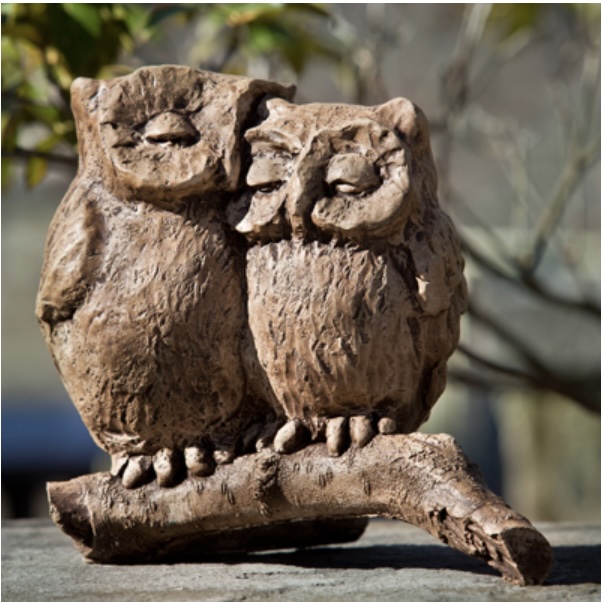 Honeymoon Owls Cast Stone Garden Statue