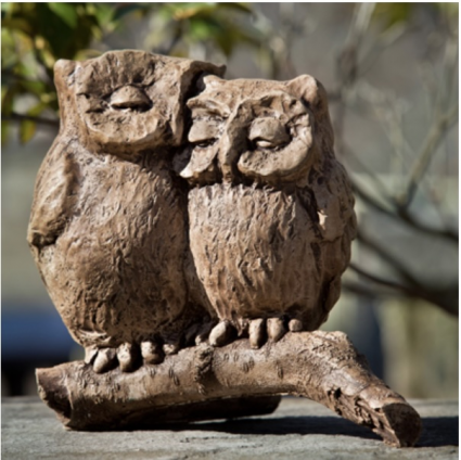 Honeymoon Owls Cast Stone Garden Statue