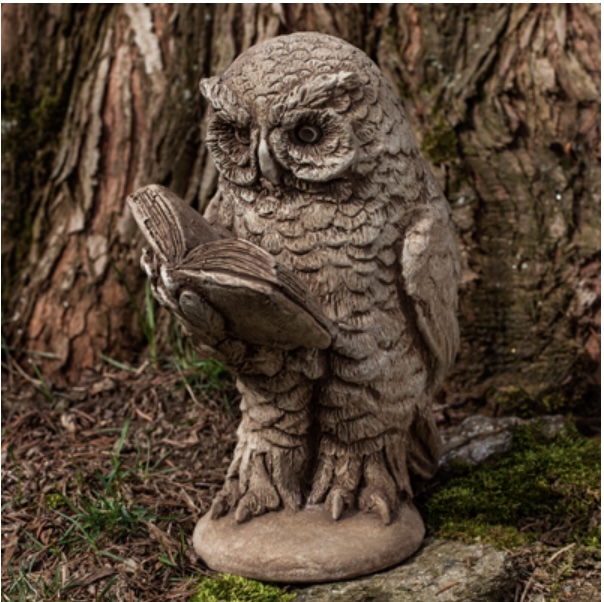 Scholarly Owl Cast Stone Garden Statue